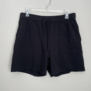 Eileen Fishers Size S Black Drawstring Organic Cotton Shorts 6.5" Inseam